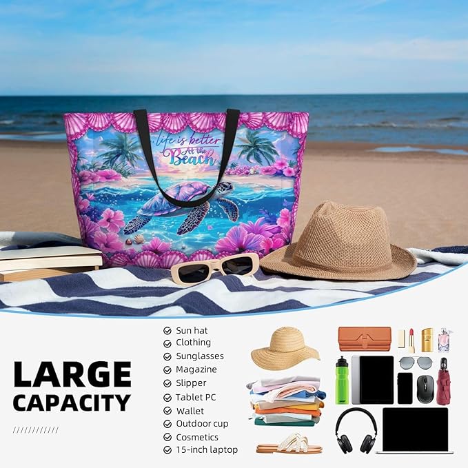 Extra Large Beach Bags For Women, Waterproof Beach Totes Bags For Women, Lightweight Foldable Pool Bag With Zipper