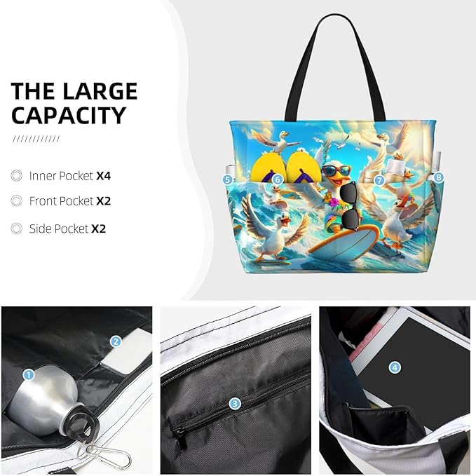 Large Beach Tote Bag Beach Bag Waterproof Sandproof Lightweight Women Tote