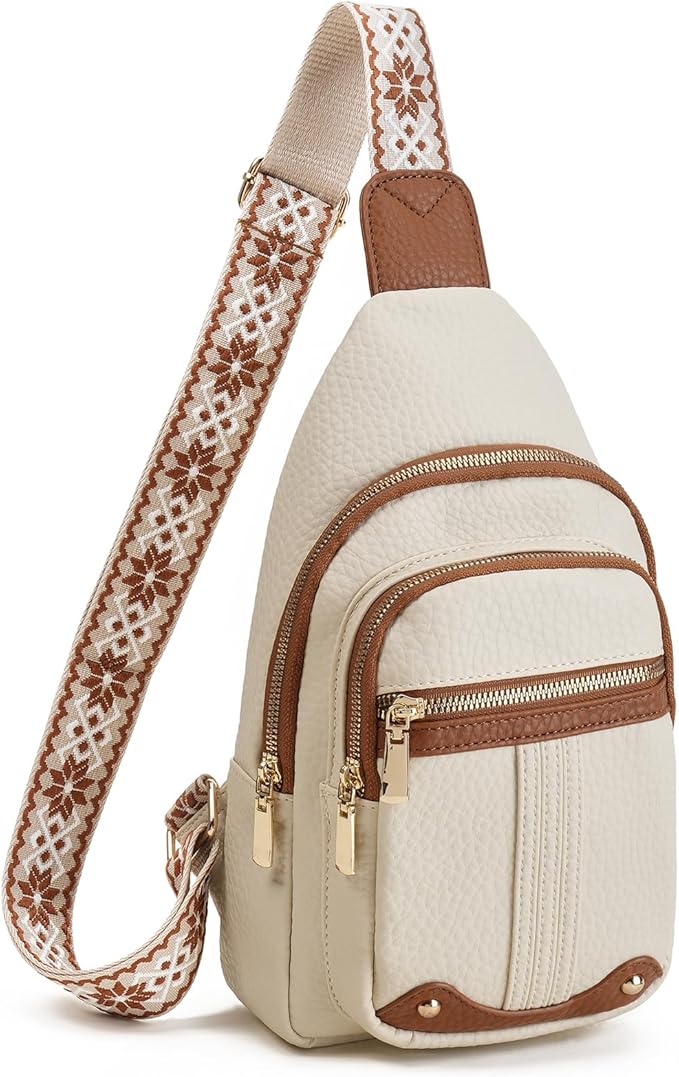 GAEKEAO Sling Bag for Women Crossbody Bags Fanny Pack Vegan Leather Chest Bag Travel Shoulder Belt Purse Backpack Gifts