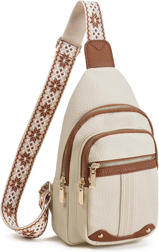 GAEKEAO Sling Bag for Women Crossbody Bags Fanny Pack Vegan Leather Chest Bag Travel Shoulder Belt Purse Backpack Gifts