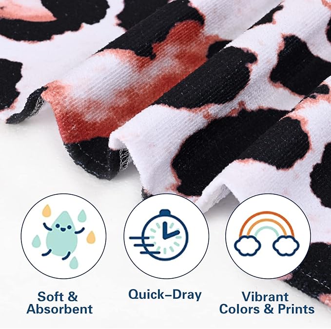 LIVILAN Leopard Cheetah Print Beach Towel, 30”x60”, Microfiber, Lightweight, Thin, Quick Dry, Sand Proof, Ideal for Swim, Bath, Pool, Unique Black and White Leopard Print Gifts for Women, Kids