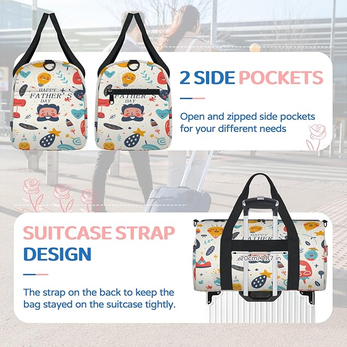Happy Father's Day Travel Duffle Bag for Women Men, Overnight Weekender Bag, Carry on Tote for Sport Gym
