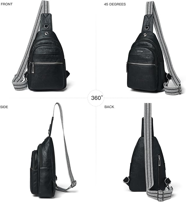 Sling Bag For Women Faux Leather Small Casual Daypack Backpack Fanny Pack Crossbody Chest Bags Purse