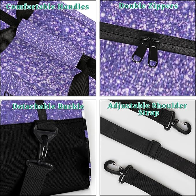 Cheer-Bag for Girls Personalized Cheer-Gifts with Name Cheerleading Bag for Gym Duffel Bag Purple Glitter Print