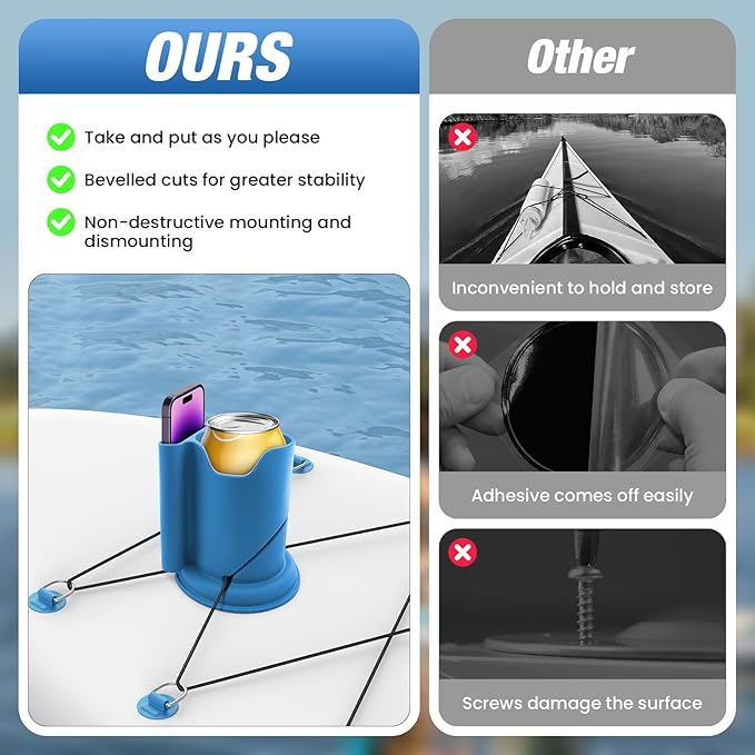 Kayak Cup Holder, Cup Paddle Board, Paddle Board Accessories Surfboards, Canoes and Kayak Accessories for Types of Cup Bottle Drink