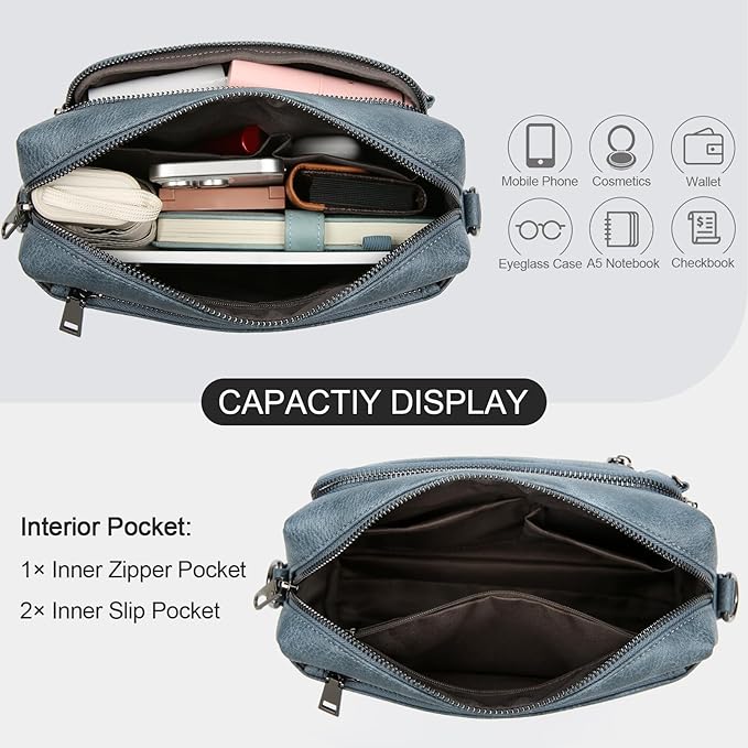 Small Leather Crossbody Bags for Women Anti theft Purses and Handbag Shoulder Hangbag with Wide Strap Tassel