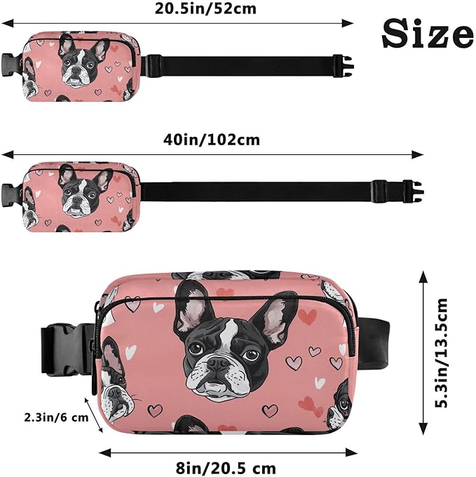 Kawaii French Bulldog Fanny Pack for Women Men Water Resistant Fashion Waist Packs with Adjustable Strap Belt Bag for Travel Workout Jogging Hiking 21219034