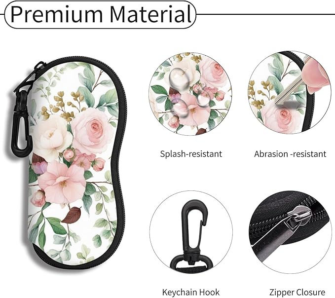 Hion Sunglasses Soft Case Ultra Light Neoprene Zipper Eyeglass Case With Belt Clip