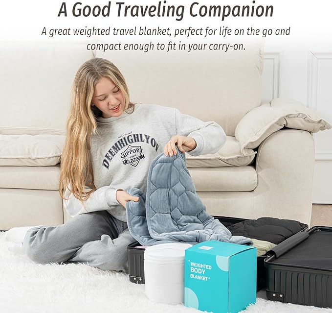 Wemore Weighted Lap Blanket 7lbs for Adults, Small Weighted Blanket for Travel, Calming, Relaxing, Napping and Sleeping, All-Season Weighted Lap Pad, Machine Washable, Green 24x29 inches
