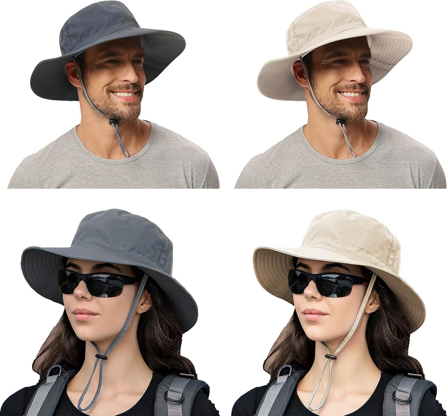 Rosoz Sun Hat for Men Women Boonie Bucket Hat Wide Brim Breathable Cooling Fishing Hats Safari Beach Garden UV Protection