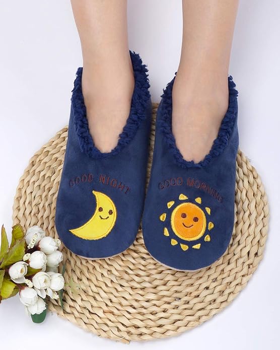 Panda Bros Slipper Socks for Women Grippers, Fuzzy Cozy Fleece Slipper Socks, Soft, Warm House Slippers