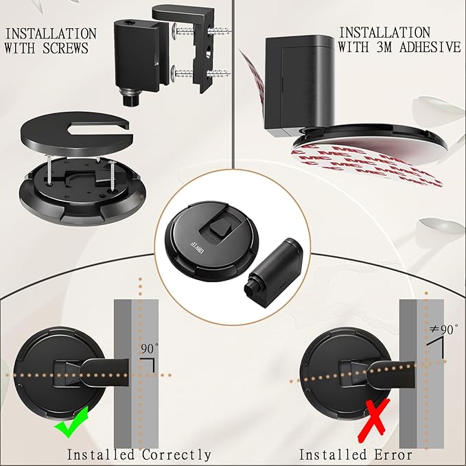 UBVIF No Magnetic Door Stopper, Adjustable, Mechanical Doorstop, Windproof Door Stop for Indoor, No Nails/Screws Needed,Heavy Duty Door Holder,Keep Door Open (1, Matte Black)