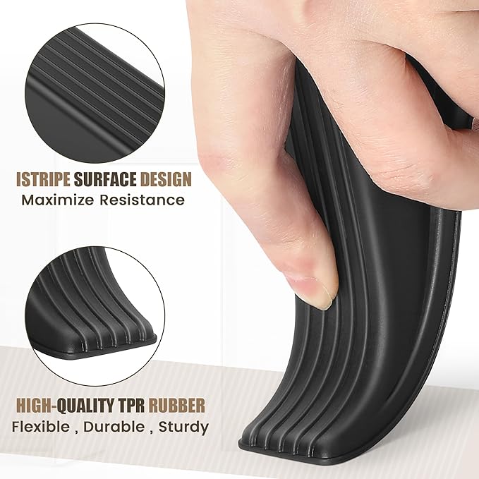 Crosize 24 Pack Door Stoppers for Bottom of Door, Premium Rubber Door Stops, Sturdy Wedge for Carpet, Tile, Concrete, Wood, Door Holder for Heavy Duty Door, Black