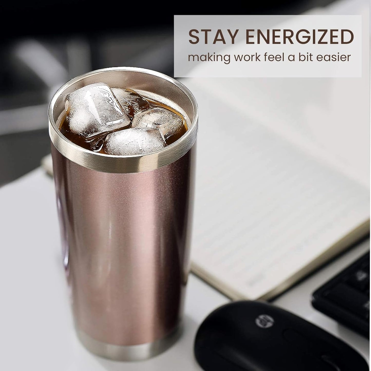 MEWAY 20oz Tumbler 8 Pack Double Wall Vacuum Insulated Travel Mug Bulk, Mix Color Stainless Steel Tumblers with Lid and Straw, Durable Powder Coated Coffee Cups for Cold & Hot Drinks（Mix Color, 8