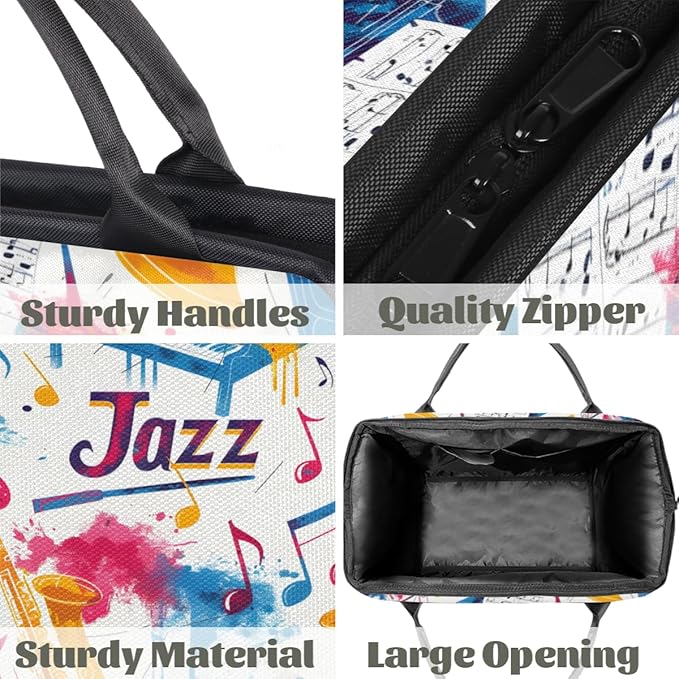 Jazz Overnight Weekender Bag for Women Men Travel Duffel Bags Waterproof Luggage Carry on Sports Yoga Gym Bag