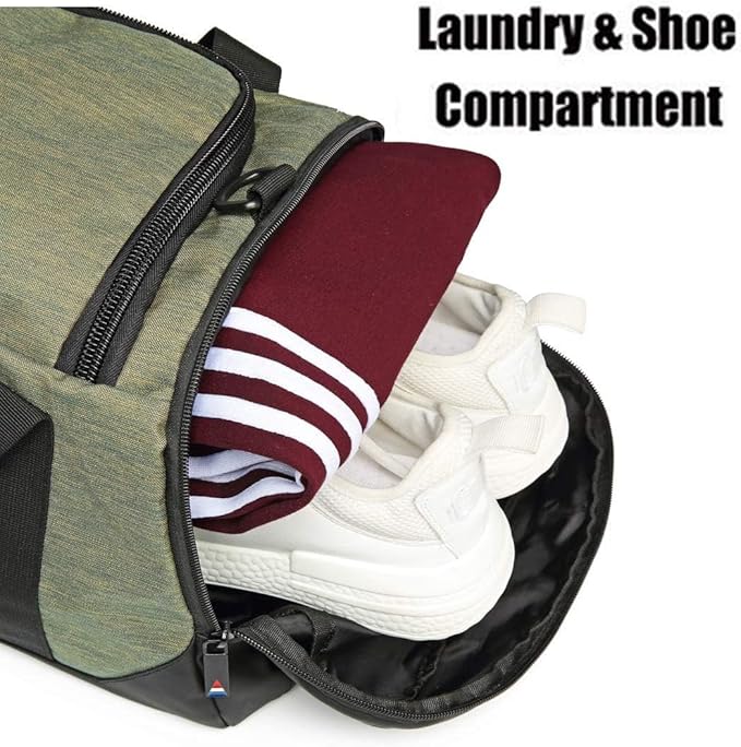 Gym Bag Backpack Waterproof Duffle Bags Travel Weekender Duffel Bag for Men Women Overnight Bag with Shoes Compartment Green