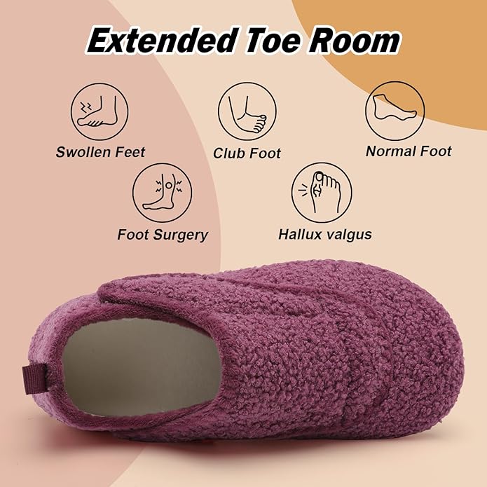 BARERUN Slippers for Women Men Wide House Diabetic Shoes for Women Men Warm Arthritis Edema Swollen Neuropathy Socks Slip on Adjustable Fuzzy Comfy Soft Womens Mens Bedroom Sliipers