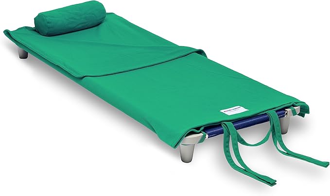 ROLLEE POLLEE Nap Sac Roll Up Napping Blanket with Attached Pillow for Preschool/Daycare, Super Soft with Elastic Straps, Fits Most Mats and Cots