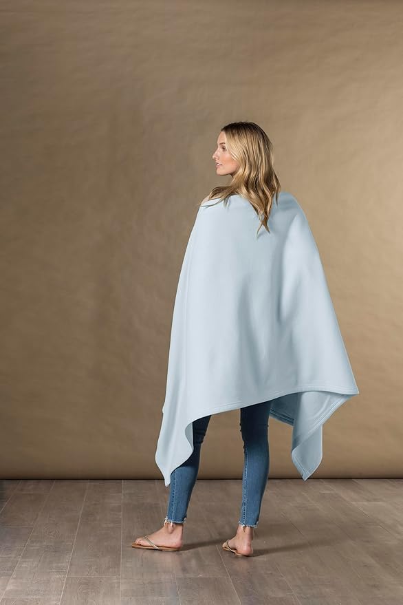 MV Sport Lightweight Sweatshirt Blanket Throw – Warm & Cozy, Breathable Oversized Fleece Knit, Couch, Bed, Travel, Cold Nights, and Outdoors – Soft Light Weight Blanket 54" x 84" Arctic Blue