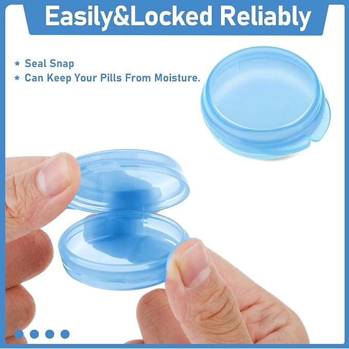 4 Pcs Mini Pill Organizer Small Pill Box Cute Portable Pill Case for Pocket Purse Travel Storage Containers Earplug Case Medicine Dispenser Vitamin Holder (4 Blue)