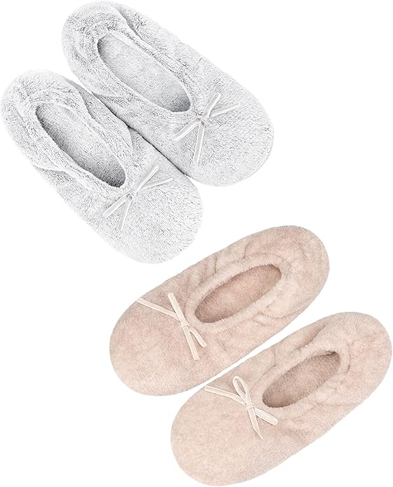 DICUIRD Women's Ballerina Slippers Lightweight House Slippers with Stretchable Heel Design