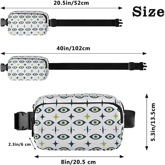 Eyes Fanny Pack for Women Men Water Resistant Fashion Waist Packs with Adjustable Strap Belt Bag for Travel Workout Jogging Hiking 21220502