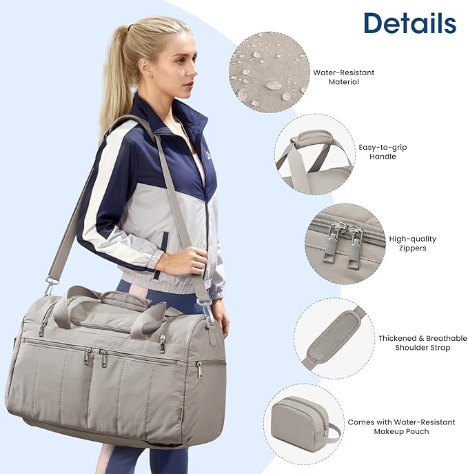 G4Free 45L Travel Duffle Bag for Women Men 3 in 1 Duffel Bags with Shoes Compartment Gym Backpack for Weekender Overnight, Camel