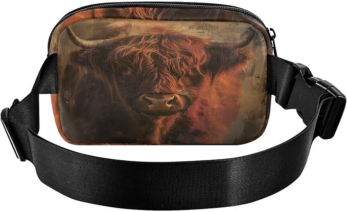 Highland Cow Fanny Pack for Women Men Water Resistant Fashion Waist Packs with Adjustable Strap Belt Bag for Travel Workout Jogging Hiking 21220199