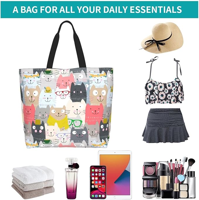 Tote Bag for Women Large Beach Bag Reusable Grocery Bags Handbag for Travel Shopping