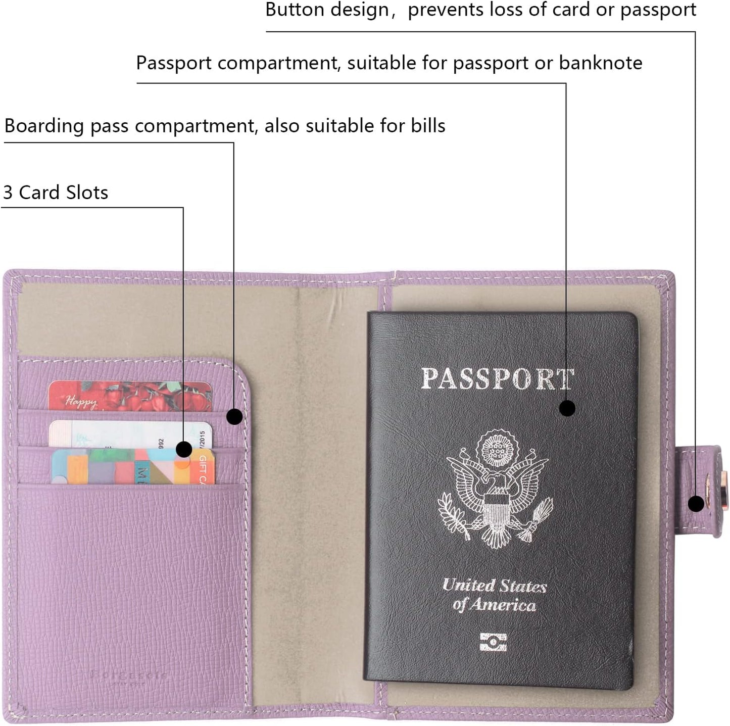 Genuine Leather Passport Case, RFID Passport Cover with Credit Card Holder for Women and Men Family ID Travel