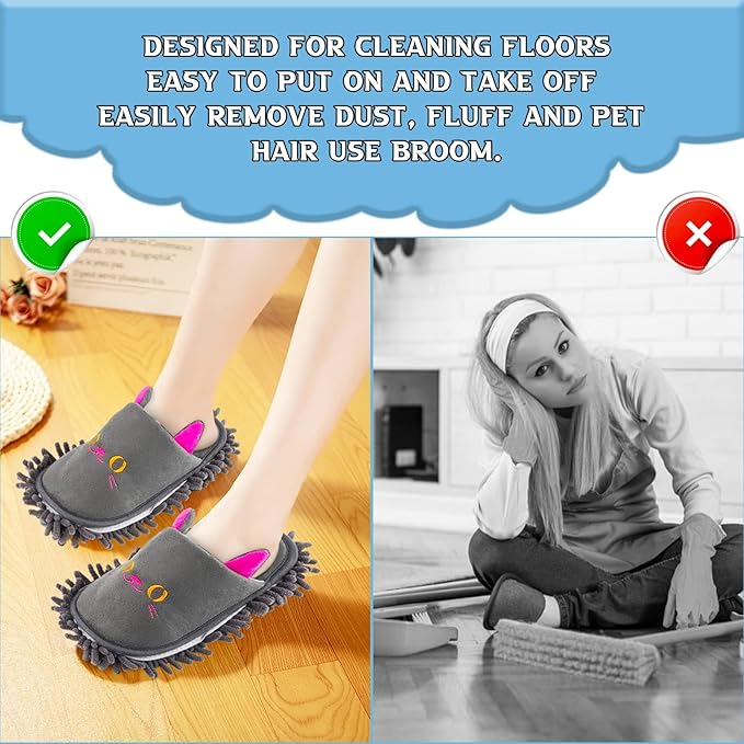 Warm Microfiber Slippers Floor Dust Dirt Hair Mop Slippers Shoes Anti-slip for Bedroom Home (Dark gray)