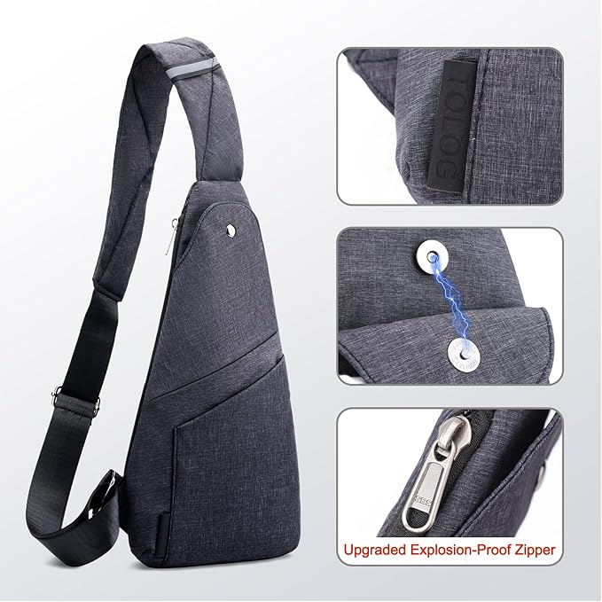Anti-Theft Sling Bag, Lightweight Waterproof Crossbody Chest Bag with Hidden Pocket for Travel Hiking Casual Daily