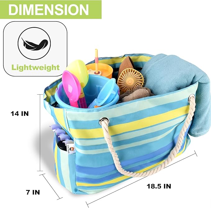 CaCTOUR Large Beach Bag Women,Beach Bags Waterproof Sandproof with Zipper Wet Pocket,Beach Tote Pool Bag for Swim Gym Travel