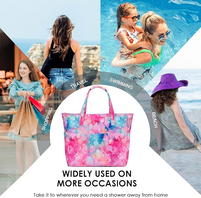 KABAQOO Extra Large Beach Bag Waterproof Sandproof Women Beach Tote with Zipper & Wet Compartment for Pool Gym Grocery Travel