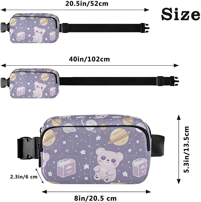 Kawaii Teddy Bear Universe Fanny Pack for Women Men Water Resistant Fashion Waist Packs with Adjustable Strap Belt Bag for Travel Workout Jogging Hiking 21219111