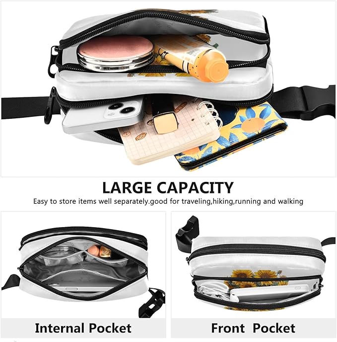 Sunflower in The Cowboy Boot Fanny Pack for Women Men Water Resistant Fashion Waist Packs with Adjustable Strap Belt Bag for Travel Workout Jogging Hiking 21218935