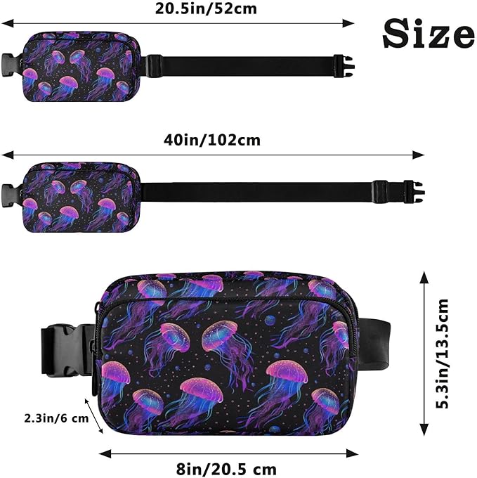 Jellyfish Fanny Pack for Women Men Water Resistant Fashion Waist Packs with Adjustable Strap Belt Bag for Travel Workout Jogging Hiking 21219151