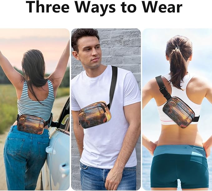 Paris Balcony View Eiffel Tower Fanny Pack for Women Men Water Resistant Fashion Waist Packs with Adjustable Strap Belt Bag for Travel Workout Jogging Hiking 21220605