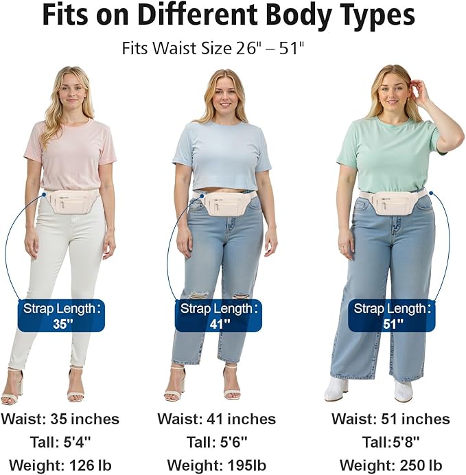 Packism Fanny Packs for Women Men - 6 Pockets Large Crossbody Waist Bag with Adjustable Strap Belt Bag for Travel Running Hiking