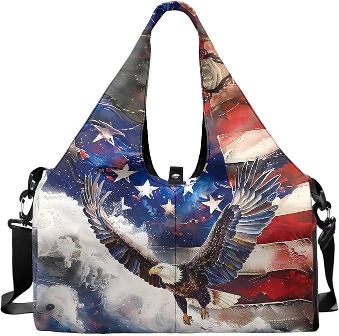 American Eagle Sports Duffle Bag Portable Lightweight Gym Bag with Shoe Compartment for Men Fitness Workout Stylish Sport Tote Bag with Zipper Pocket and Yoga Mat Holder Idea Gifts for Him