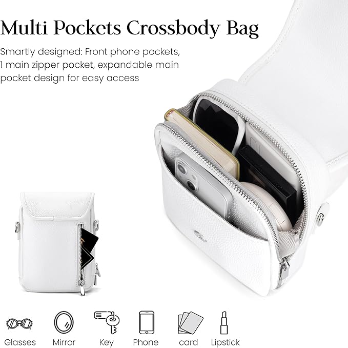 befen Genuine Leather Small Crossbody Bags for Women Cross Body Bag Purses Cell Phone Purse for Travel with RFID Card Slots