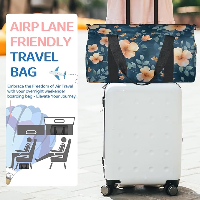Modern Farmhouse Flower Travel Duffle Bag for Women Men, Overnight Weekender Bag, Carry on Tote for Sport Gym