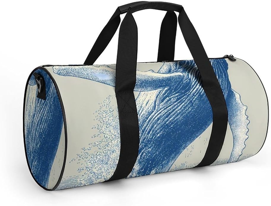 Japanese Whales Jumping Mens Gym Bag for Women Sports Duffle Weekender Bags Travel Handbag Carry On