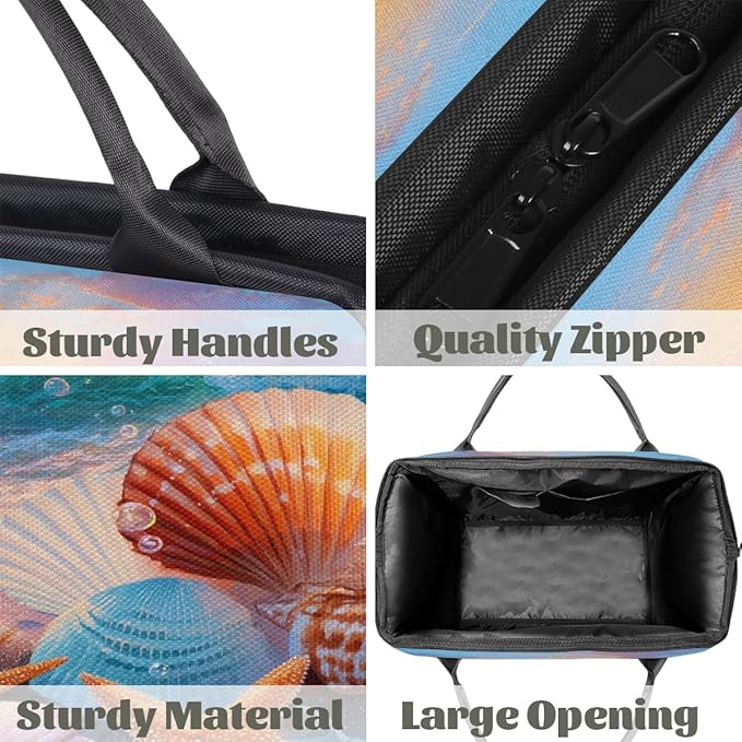 Overnight Weekender Bags for Women Men, Colorful Sunset Beach Shell Starfish Waterproof Travel Carry On Duffel Bag, Lightweight Sports Gym Bag for Fitness, Workout, Travel