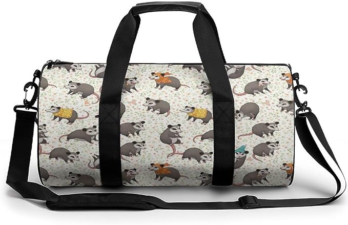 Dance Sports Gymnastics Bag Floral Possum Opossum Foldable Gym Bags Lightweight Travel Sports Bag Unisex Gym Duffel Bags