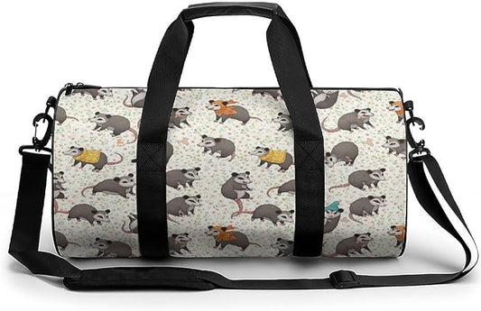 Dance Sports Gymnastics Bag Floral Possum Opossum Foldable Gym Bags Lightweight Travel Sports Bag Unisex Gym Duffel Bags