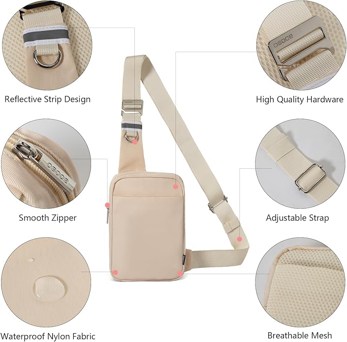 Small Sling Bag for Men and Women with RFID Pocket, Anti Theft Crossbody Chest Bag Casual Travel Bag for Hiking