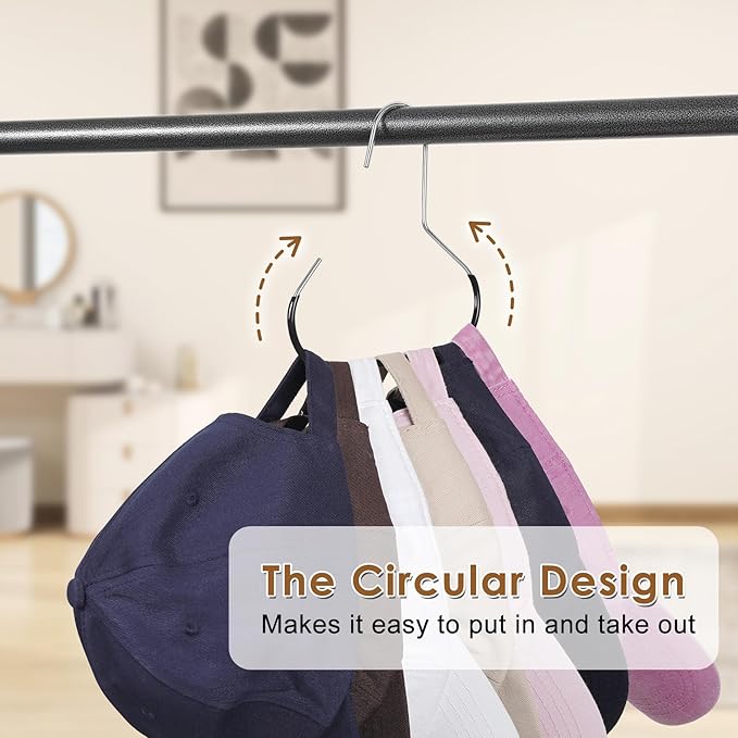 Hat Organizer Belt Hanger for Closet 6pcs Black Baseball Caps Organizer for Closet Hat Racks for Belt Ties Tank Tops