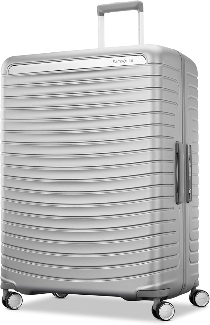 Framelock Max 29” Large Checked Hardshell Zipperless Luggage - Highly Secure Integrated Eazylock™ Mechanism - RightHeight™ Adjustable Handle - 360° Spinner Wheels - Airline Approved - Glacial Silver