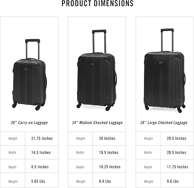 Kenneth Cole REACTION Out of Bounds Lightweight Hardshell 4-Wheel Spinner Luggage, Midnight Black, 24-Inch Checked